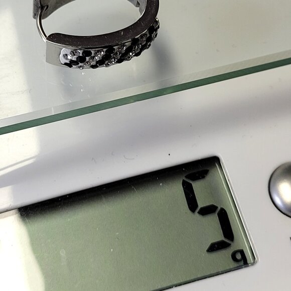 Silver and Black Rhinestone Huggie Hoops Earrings - Picture 15 of 16